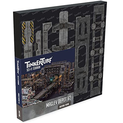 TinkerTurf Sci-Fi Terrain: MagLev Depot v2, Neutral Theme, Sturdy, Affordable, Great-Looking Full-Color Terrain, Quick and Easy to Assemble, Virtually Limitless Setups - style: Neutral