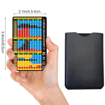 Casino Game Reference Cards, Blackjack and Poker Styles | Pocket-size PVC reference cards with protective sleeve options for blackjack strategy or Texas Hold'em hand rankings - style: Blackjack strategy