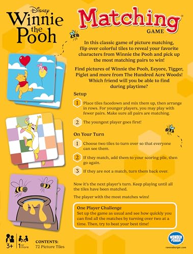 Wonder Forge Winnie the Pooh Matching Game - Fun and Educational Memory Game for Kids Ages 3-5 - Featuring Winnie the Pooh, Tigger, Eeyore and Friends