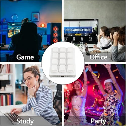 12 Key Programmable Macro Keyboard, One Handed Mechanical Gaming Keypad with Hot Swappable Red Switches, USB C Wired Mini Macropad for PC, Customizable RGB Backlit - color: White