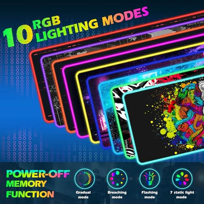ToLuLu RGB Gaming Wireless Charging Mouse Pad, 7.5/10/15W 10 Light Modes LED Mouse Pad Computer Keyboard Mat Mousepad, 800x300x4MM Extended Large Desk Mat for Gaming, MacBook, Laptop, PC, Human Brain - color: Human Brain