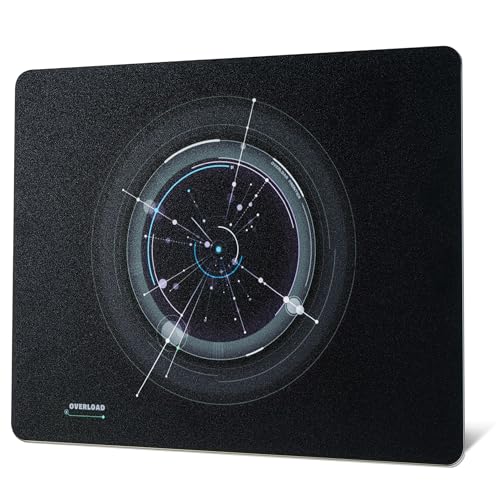 XVX Glass Mousepad Gaming, Overload Black Tempered Glass Mouse Pads for Gaming,Professional Large Mouse Mat 16.2" x 12.2", Special Glass Surface with Improved Precision and Speed - color: Black(Overload)