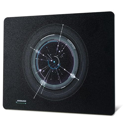 XVX Glass Mousepad Gaming, Overload Black Tempered Glass Mouse Pads for Gaming,Professional Large Mouse Mat 16.2" x 12.2", Special Glass Surface with Improved Precision and Speed - color: Black(Overload)