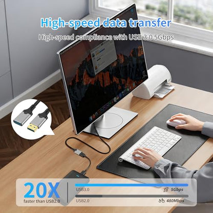 USB Extension Cable 10FT, USB Extender High-Speed Data Transfer | USB 3.0 Type A Male to Female Extender Cables Compatible with Gamepad, Printer, Webcam, USB Keyboard, Flash Drive, Hard Drive - size: 10FT