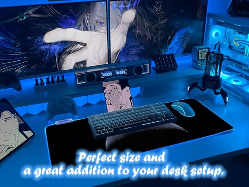 JMIYAV White RGB Gaming Mouse Pad 31.5x12 Inch PC XL Large Extended Glowing Led Light Up Desk Pad Non-Slip Rubber Base Computer Cool Mousepad Mat Desk Accessories Gaming Setup Dark Crescent - color: Dark Crescent