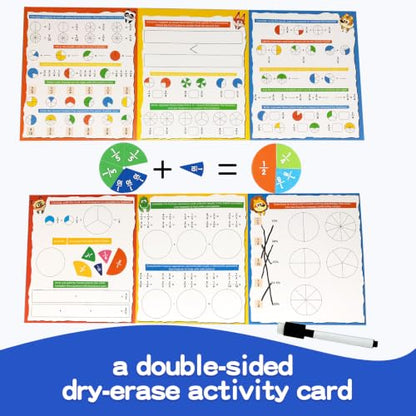 Magnetic Fraction Tiles & Circles Set with Dry Erase Board - Montessori Math Manipulatives Kit for Grade 1-5, Homeschool Classroom Fraction Puzzles and Games