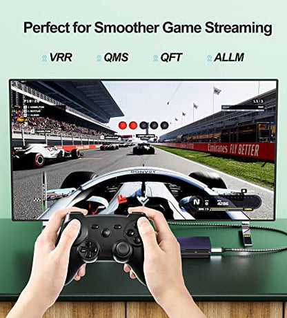 fairikabe HDMI 2.1 Cable 6.6ft, 8K HDMI Cables (2K 240Hz, 4K 120Hz 144Hz, 8K 60Hz) Long Cord, 48Gbps eARC HDR10 HDCP 2. 2 2.3 Braided HDMI Cable for PS5, Nintendo Switch, Xbox Series X, Apple TV Box