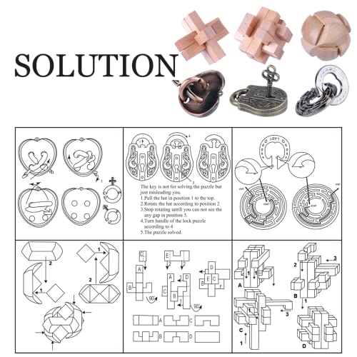 Brain Teaser Puzzle for Adults Puzzles Metal Hole Lock Adult Educational Toy Jigsaw IQ Puzzle（6 Pack） (Silver) - color: Silver
