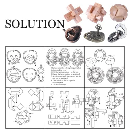 Brain Teaser Puzzle for Adults Puzzles Metal Hole Lock Adult Educational Toy Jigsaw IQ Puzzle（6 Pack） (Silver) - color: Silver