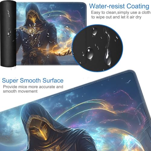 for MTG Game Playmat - 24 x 14 inches with Dices and Storage Bags, Non-Slip Base for TCG and Board Game Card Mats, Trading Card Games Mat, Mysterious Wizard Pattern Collectible Card Playmats - color: Jv-playmat-p7-1-g184