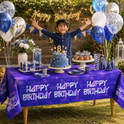 IndoTribe, 2Pcs Puprle Plastic Table Cloth Disposable 108x54 Inch Iridescent Holographic Plastic Waterproof Tablecloths Plastic Table Cover Concert Birthday Party Decorations Table Cloth Rectangle - color: Purple