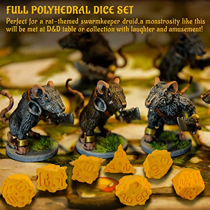 CZYY Cheese Dice Set, 7 Polyhedral Dice for Tabletop RPGs | Food-Themed Novelty Dice, Cheese Hole Details, 3D Printed, For Tabletop Games, Collections & Gamer Gifts