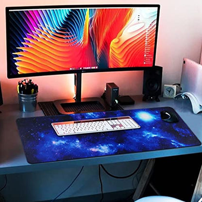 Large Gaming Mouse Pad with Stitched Edges,[27.5x11.8In] Extended Blue Space Mouse Pad with Non-Slip Natural Rubber Base for Gamer/Desktop/Office/Home 70x30 Bluespace04 - color: 70x30 Bluespace04