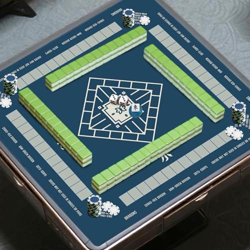 Mahjong Mat,Non-Slip and Noise Reducing Portable Mahjong Accessories | 31.5" x 31.5" with a Carrying Bag,Game Table Mat for Board Games, Card Games, Dominoes - color: Blue
