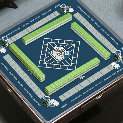 Mahjong Mat,Non-Slip and Noise Reducing Portable Mahjong Accessories | 31.5" x 31.5" with a Carrying Bag,Game Table Mat for Board Games, Card Games, Dominoes - color: Blue