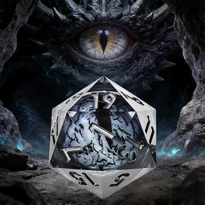 Mini Planet 50mm Chonk Sharp Edge Liquid Core Polyhedral Board Game RPG Resin D20 Dice - color: Dragon Eye Dice 2
