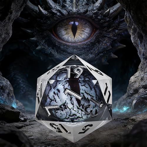 Mini Planet 50mm Chonk Sharp Edge Liquid Core Polyhedral Board Game RPG Resin D20 Dice - color: Dragon Eye Dice 2