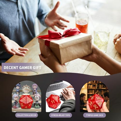 20 Sided DND Dice,D20 Giant Polyhedral Dice,55mm Titan Large Pearl Color D20 Dice,20 Sided Cube D&D Dice Set for Dungeons and Dragons, RPG, MTG Table Games(Red-Pearl Series) - color: D-20 Red