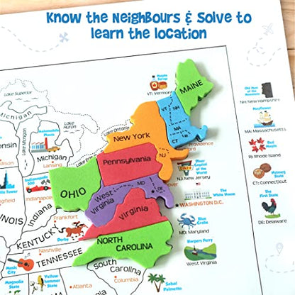 Imagimake Mapology - USA Map Puzzle, Learn 50 States, Shapes & Fun Facts | Educational Jigsaw Puzzle, Learn United States Through Play, Birthday Gift for Boys & Girls Ages 4,5,6,7,8,9,10 Years Old - style: USA Map