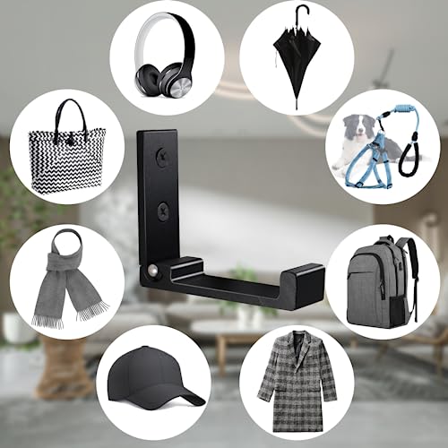 OHIYO Folding Coat Hooks 6pcs Foldable Hook Wall Mounted for Hanging Coat, Jacket, Towel Heavy Duty Wall Hooks Aluminum Alloy Fold up Hooks Headphones Holder Bearing Load 33lb (Black) - color: Black 6 Pack