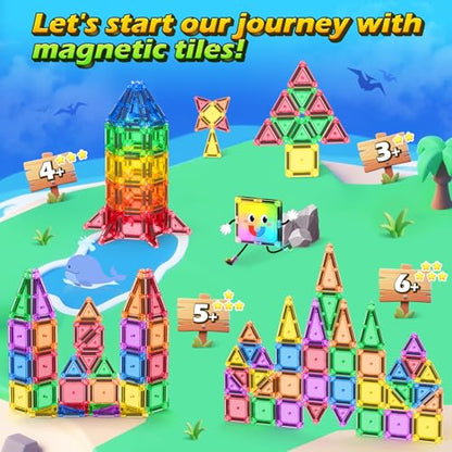 Soyee Mini Magnetic Tiles Travel Toddler Toys with Metal Tin Portable STEM Building Kids Toys for 3 4 5 6 7 8+ Years Old Boys & Girls & Birthday Gifts - size: Travel Set