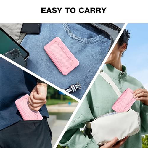 HEIYING Switch Game Case with 48 Precise Slots for Nintendo Switch 2 / OLED | Portable Game Card Holder, Hard ABS Shell with Soft Silicone Lining, Precise Card Slots,Magnetic Closure for Easy Access - color: Carbon Fibre Pink
