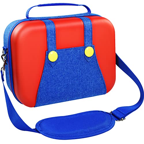 iVoler Carrying Storage Case for Nintendo Switch/Switch OLED Model,Portable Travel All Protective Hard Messenger Bag Soft Lining 18 Games for Switch Console Pro Controller & Accessories Red+Blue - color: Blue+Red, size: 6.2''/7.0''