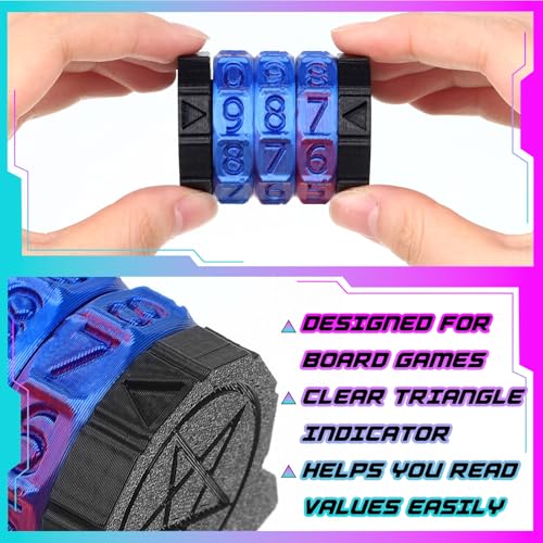 Relaxweex Life Counter Wheel Gradient Game Counter Health Tracker for TCG, TRPG Card Games Board Table top Games, 3 Rings Blue and Purple