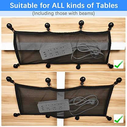 Cable Management Net Under Desk Kit,Privacy Mesh Cable Manager Flexible Under Desk Wire Net Large Capacity Cord Organizer Net for Office,Standing Desk, Home, 26 X 10 Inches