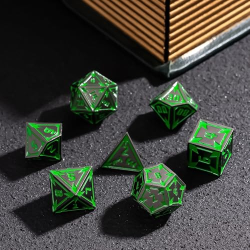 UDIXI Metal DND Dice Set, Metal Polyhedral Dice D&D for Board Games (Black) | 7-Pieces, Lozenge Pattern, Zinc Alloy Material, Gorgeous Gift Case, DM Gift, for Dungeons and Dragons Role Playing Games - color: Black