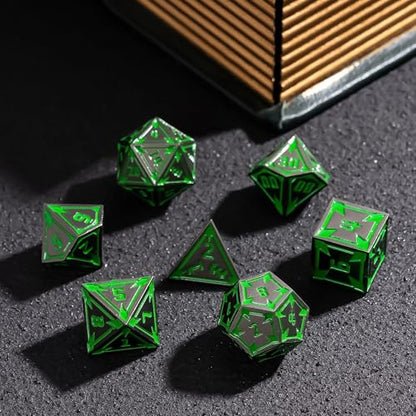 UDIXI Metal DND Dice Set, Metal Polyhedral Dice D&D for Board Games (Black) | 7-Pieces, Lozenge Pattern, Zinc Alloy Material, Gorgeous Gift Case, DM Gift, for Dungeons and Dragons Role Playing Games - color: Black