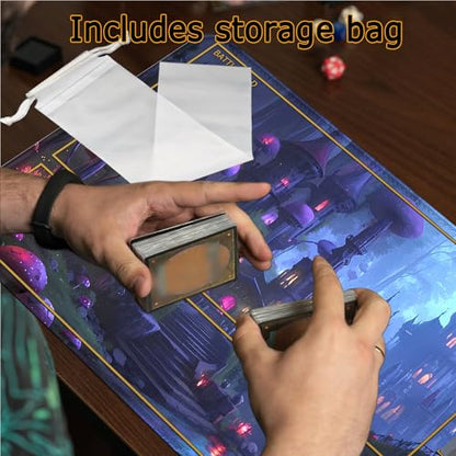 MTG Playmat Stitched Edges, Game MTG Mat for MTG TCG 24 x 14 inches Trading Card Inked TCG Playmats with Storage Bag Smooth Rubber Surface Battle Game - color: Mushroom With Zones