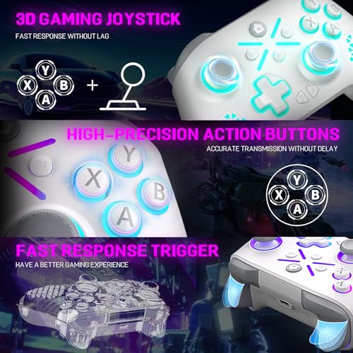 LENISUOLE for Xbox Controller, RGB Light, Macro & Turbo Function, Compatible with Xbox Series X|S, Xbox One & PC, Dual Vibration, 3.5mm Audio Jack, 2.4GHz Adapter - color: Soft White