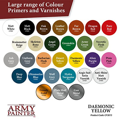 The Army Painter, Colour Primer Daemonic Yellow, 400 ml spray acrilico | Primer giallo demoniaco per dipingere miniature Warhammer e Dungeons and Dragons - color: Daemonic Yellow