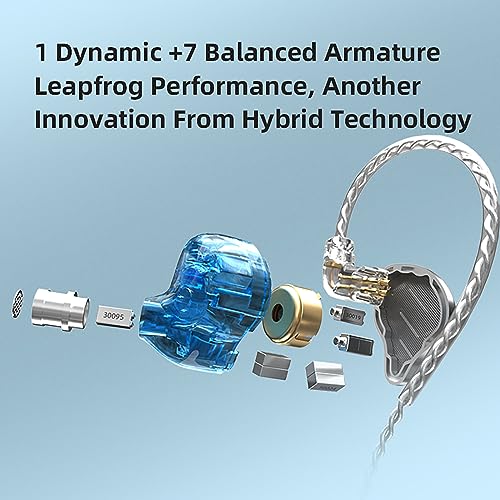 CCA KZ Zax in Ear Monitor Headphones 16 Units 7BA 1DD Hybrid Drivers HiFi IEM Earphones High Clarity Metal Gaming Earbuds with 2 Pin Detachable Cable - color: KZ ZAX Silver, size: no mic