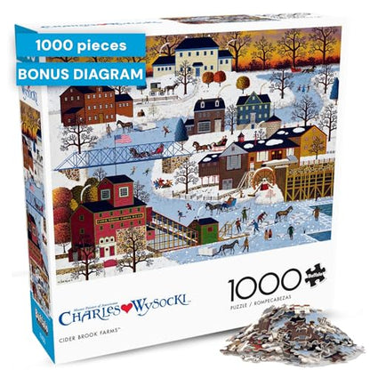 Buffalo Games - Charles Wysocki Festive Winter Scene 1000 Piece Jigsaw Puzzle for Adults and Families - color: Multicolor