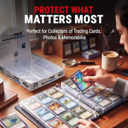 Ultra Pro Card Pages for Binders – 9 Pocket Trading Card Binder Pages – Silver Series for Trading Cards & Collectibles – Archival Safe, UV Protection & 3-Ring Binder Compatible – 25 Pages, Made in USA - size: 25ct, style: 25-Count