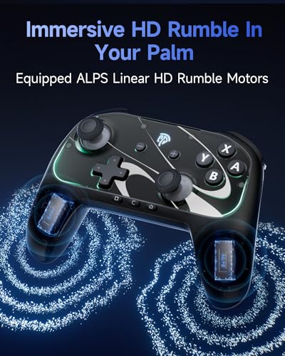 EasySMX S10 Elite Wireless Controller for Switch 2 with One-Key Wake-Up | Hall Effect Anti-Drift Joysticks, Programmable Buttons, HD Rumble, Motion Control and NFC, Multi-platform Controllers - color: black