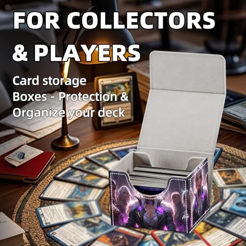 Trading Card Storage Box, Holds 100+ for MTG Cards, PU Leather with Magnetic Closure, Fantasy Female Elf Group Durable Deck Box for Magic the Gathering, Trading Card Games - color: Fantasy Female Elf Group