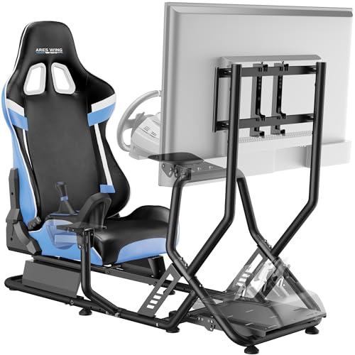 ARES WING Racing Simulator Cockpit with TV Mount, Sim Racing Wheel Stand | Formula and GT Sim Racing Cockpit Compatible with Logitech, Moza, Fanatec, Thrustmaster, Racing Games on PS5, PS4, Xbox, PC - color: Blue, size: Cockpit (With TV Mount)