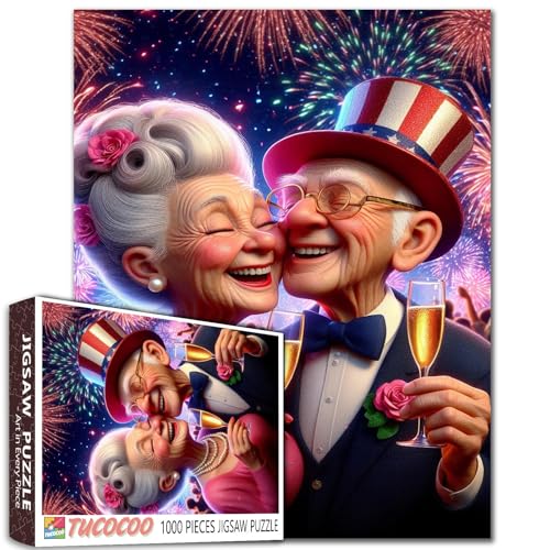 Husband Wife Puzzles 1000 Piece Old Woman and Man Jigsaw Puzzles 1000 Pieces for Couple Adults Intellectual Decompressing Fun Family Game Relaxation Entertainment Activity 19.7 x 27.6 Inch - color: Old Woman-a06