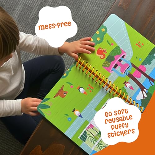 DINO MINI Stickypuff Value Pack - 3 Reusable Puffy Sticker Book for Toddlers - Puffy Stickers for Toddlers - Travel Activities for Kids Ages 4-8 - Screen Free Birthday Gifts (Around Us) - color: Around Us