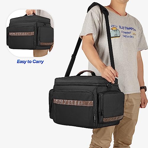 LoDrid Travel Carrying Case Compatible with PS5/PS5 Slim/PS4/PS4 Pro, Black | Protective Gaming Bag with Handle and Shoulder Strap for Console and 15.6" Laptop