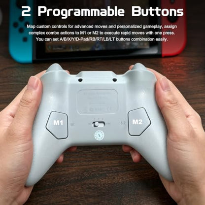 Joso Game Controller with Phone Mount, Play on iPhone/iPad/Android/PS4/PC/Switch with Hall Effect Joysticks/Hall Triggers, Supports Wired Controller with 1000Hz Polling Rate/Cloud Gaming/Streaming - color: White