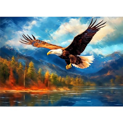 500 Pieces Puzzle for Adults,Bald Eagle Puzzle,Recycled Cardboard Mountain Lake Wildlife Animal Jigsaw Puzzle 500 Pieces,Challenging Game Home Decor Birthday Party Gift Toy for Teens Seniors 20.5*15in - style: Eagle
