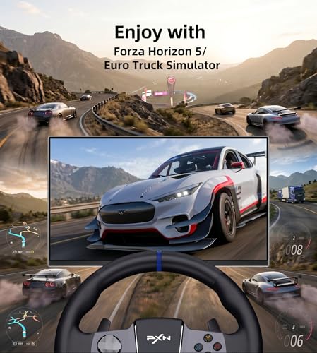 PXN V9Gen2 Racing Wheel with Pedals and Shifter 270/900 Degree Gaming steering Wheel for PC,PS4,PS3,Xbox One, Xbox Series X/S,N-Switch (NOT Support Mac/PS5)
