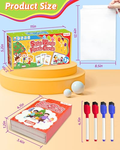 520 Sight Words Flash Cards Kindergarten, 1st 2nd 3rd Grade Reading Books | Learn to Read, Preschool Kindergarten Workbooks, Writing & Spelling Games, Dolch & Fry List, Homeschool Supplies for Kids