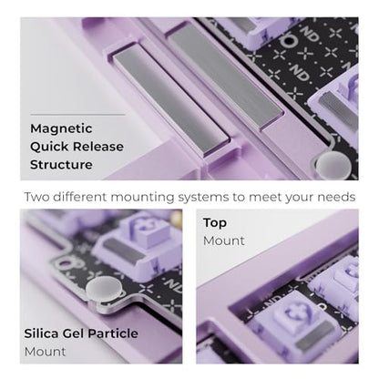 OOCTPK Mechanical Keyboard, Chilkey ND75 LP Wireless Gaming Keyboard with LCD Screen, Bluetooth 5.3/2.4G/USB-C, Hot Swappable Per-Key RGB Custom, Thin Front, Wrist Rest, Full-Aluminum, PC/Mac Support - color: Purple
