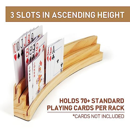 LotFancy Playing Card Holders for Kids Adults Seniors, Set of 2, 3 Tiers, Hands Free Curved Wooden Card Holder for Family Card Game Night, Canasta, Bridge, Poker Parties - style: 2-Pack