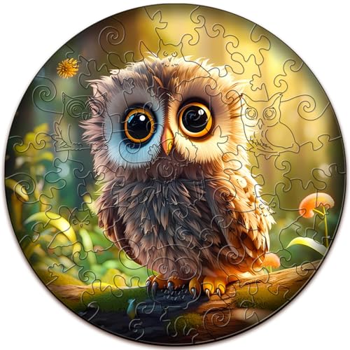 Wooden Puzzles for Kids Ages 6-8 - 50 Pieces Cute Owl Puzzle - Unique Animal Shaped Puzzles Ages 5-8 - Birthday Gift for Kids(11.4x11.4in)‌ - color: Cute Owl